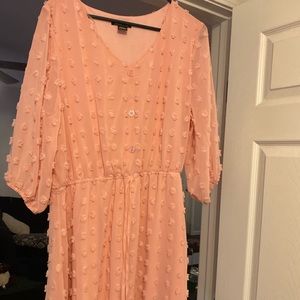 Baby Pink Textured Dot Dress